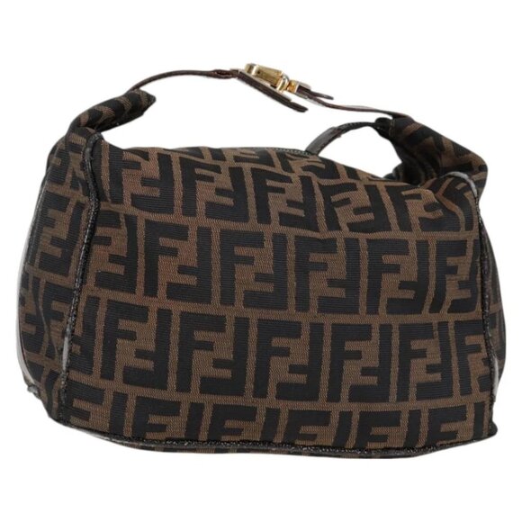 FENDI Zucca Canvas Hand Bag Brown Black gold - Picture 1 of 14